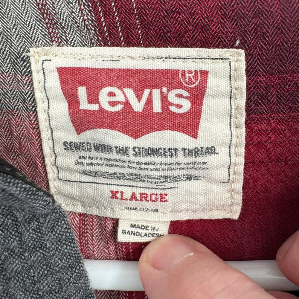 Levi's Shirt Jacket Mens XL Gray Plaid Lined Linen Blend Western Shacket - Picture 4 of 10